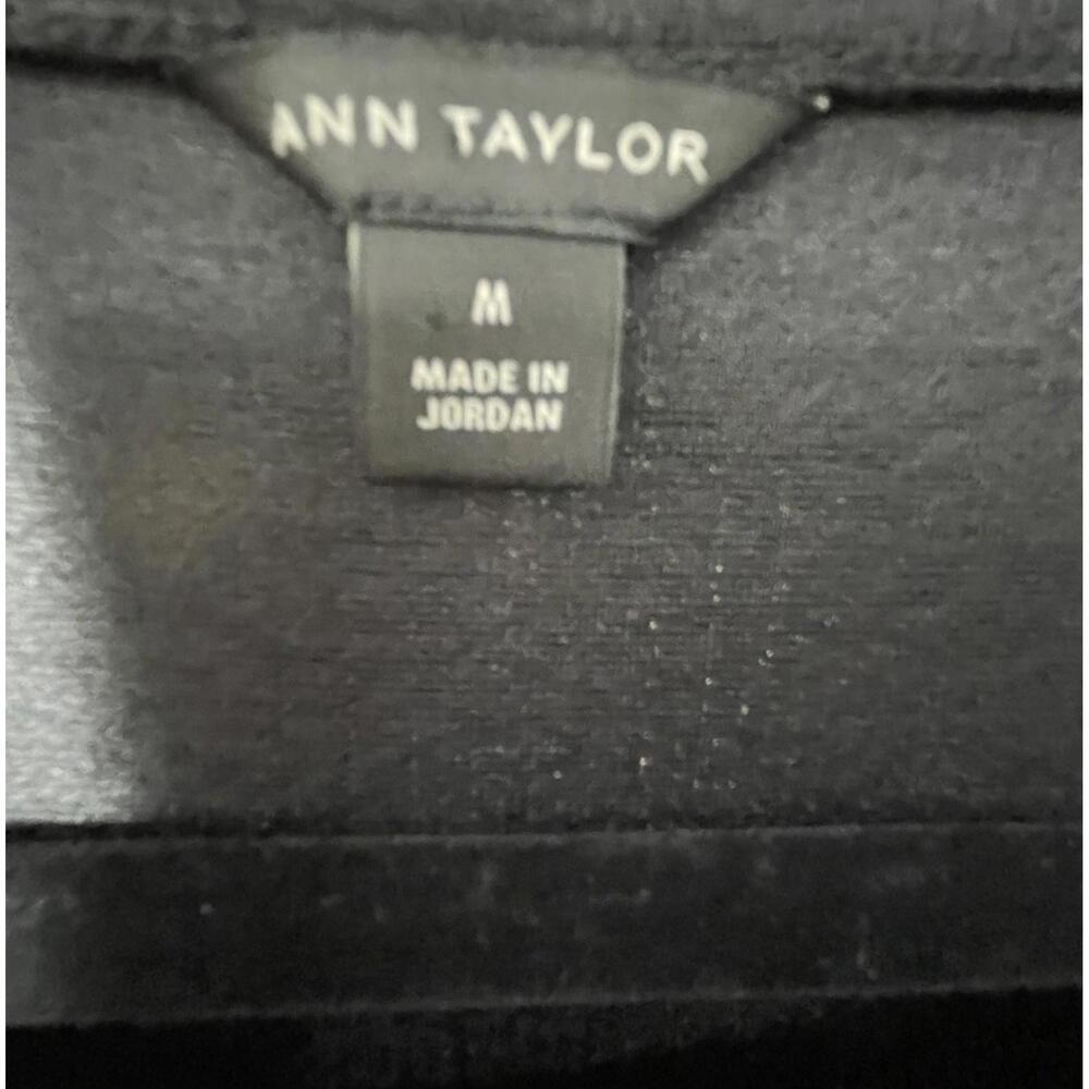 ANN TAYLOR Lantern Puff Sleeve Black Shift Knee Length 3/4 Short Sleeve Dress M - Picture 5 of 5